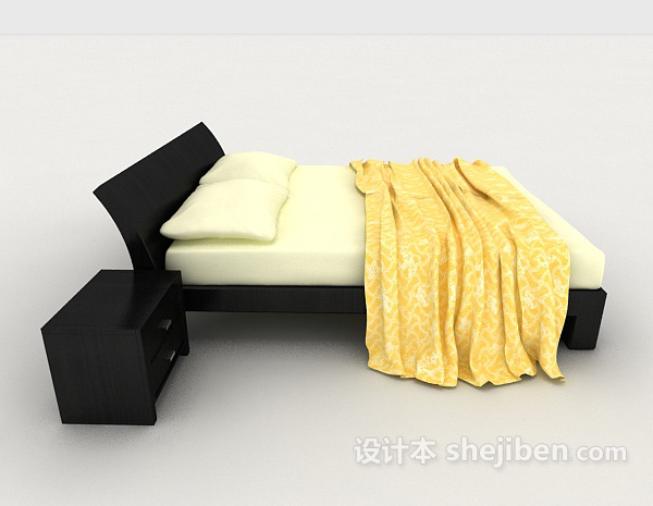 设计本简单家居型双人床3d模型下载
