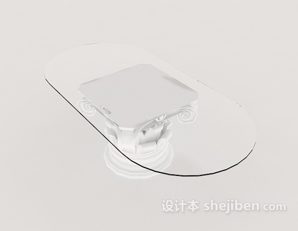 设计本欧式简约玻璃餐桌3d模型下载