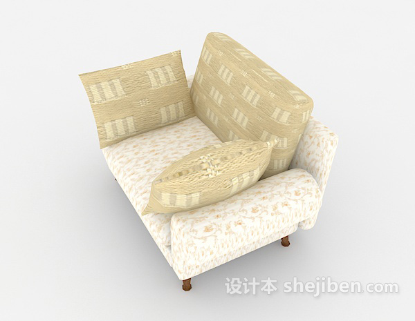 免费田园单人沙发3d模型下载