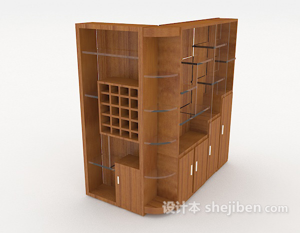 免费现代木质大展示柜3d模型下载
