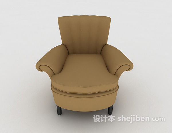 现代风格简约家居棕色休闲单人沙发3d模型下载