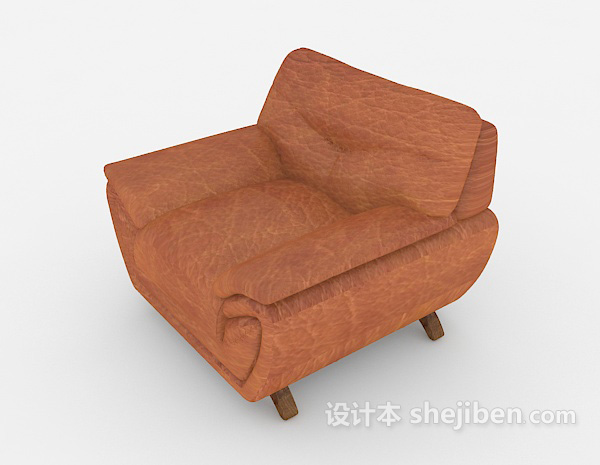 设计本家居棕色皮质单人沙发3d模型下载