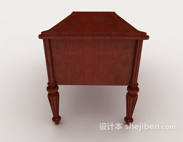 设计本欧式复古木质书桌3d模型下载