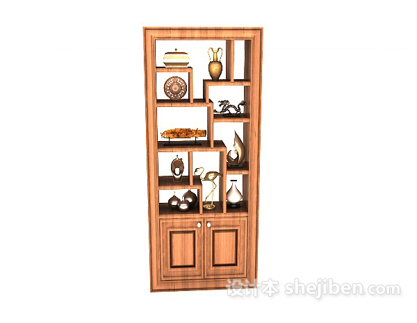 中式风格新中式简约木质柜子3d模型下载