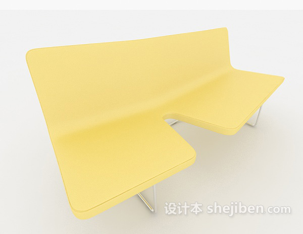 现代浅黄个性双人沙发