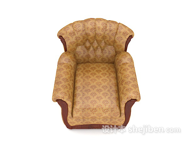 东南亚风格花纹单人沙发3d模型下载