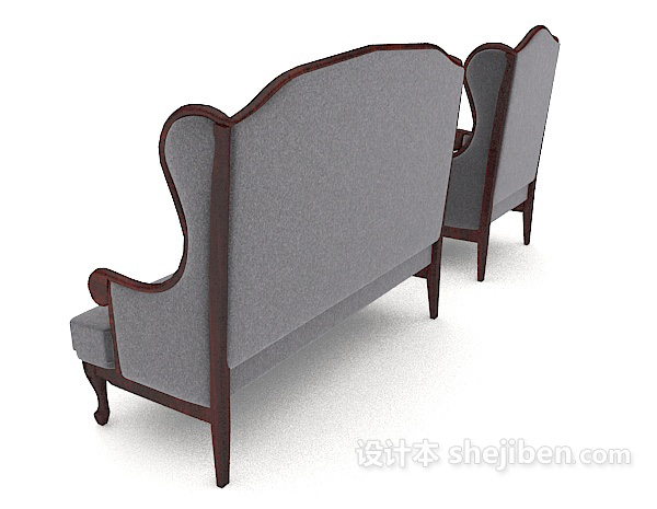 设计本简欧风格灰色多人沙发3d模型下载