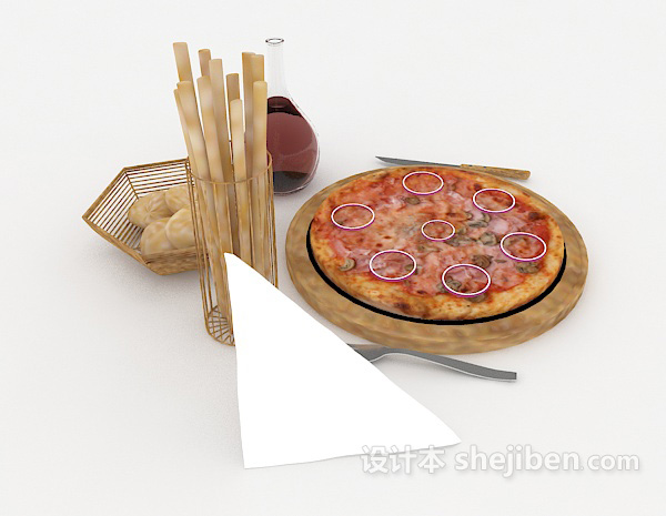 免费美式披萨3d模型下载