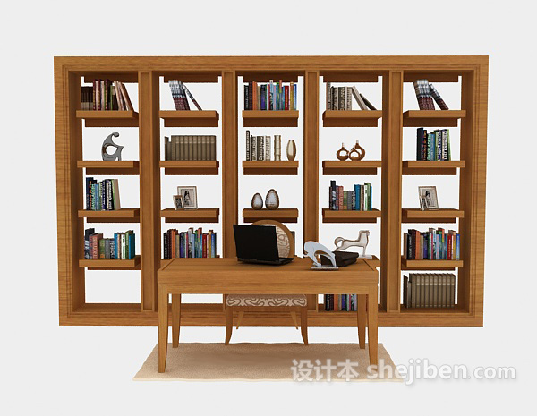 大型居家书柜3d模型下载