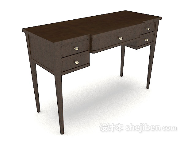 现代木质书桌子3d模型下载
