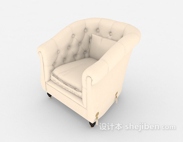 设计本现代白色单人沙发3d模型下载