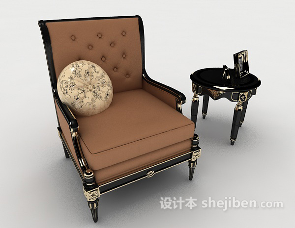 欧式风格欧式花边单人沙发3d模型下载