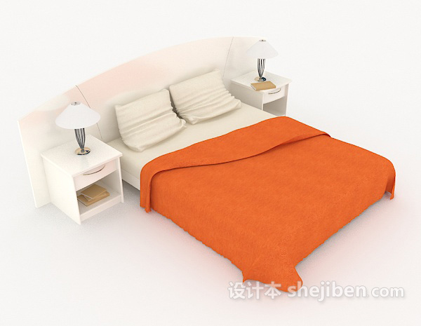 现代简约橙色双人床
