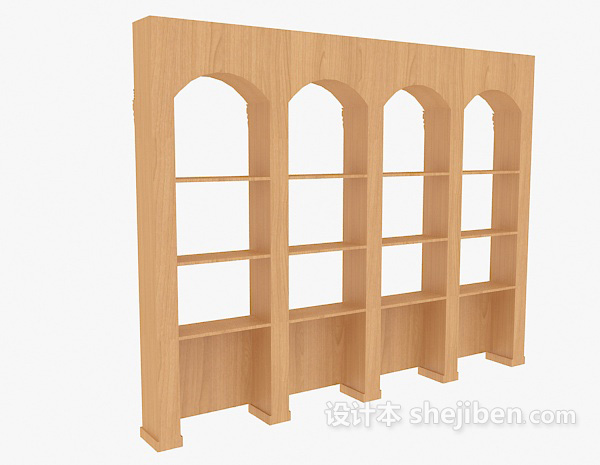免费实木简单书柜3d模型下载