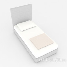 简约灰白色单人床3d模型下载