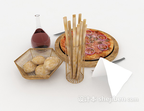 设计本美式披萨3d模型下载