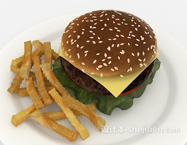 设计本汉堡3d模型下载