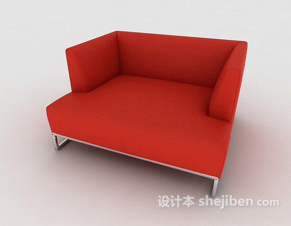 简约方形红色单人沙发3d模型下载