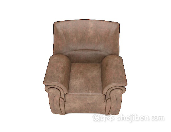现代风格棕色皮质单人沙发3d模型下载