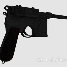 现代黑色手枪3d模型下载
