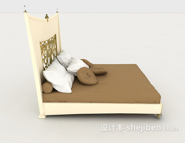 设计本个性清新双人床3d模型下载