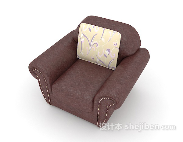 现代风格现代暗红色单人沙发3d模型下载