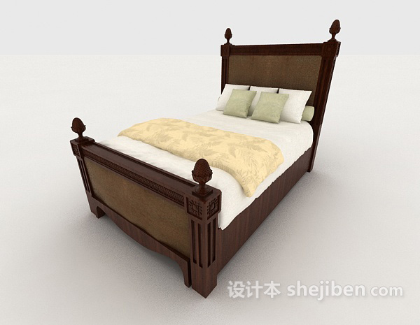 免费传统欧式居家床3d模型下载