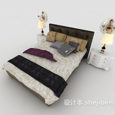 欧式风格家居双人床3d模型下载