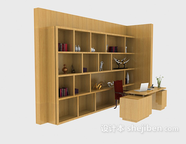 免费商务木质展示柜3d模型下载
