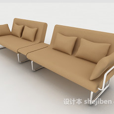 现代浅棕色简约多人沙发3d模型下载