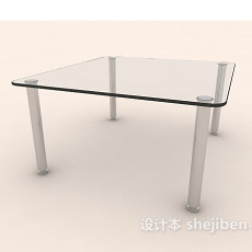 现代简约玻璃餐桌3d模型下载