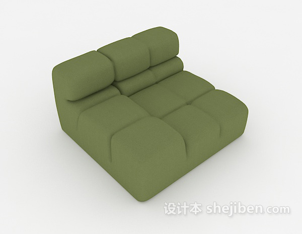 绿色简约方形单人沙发3d模型下载