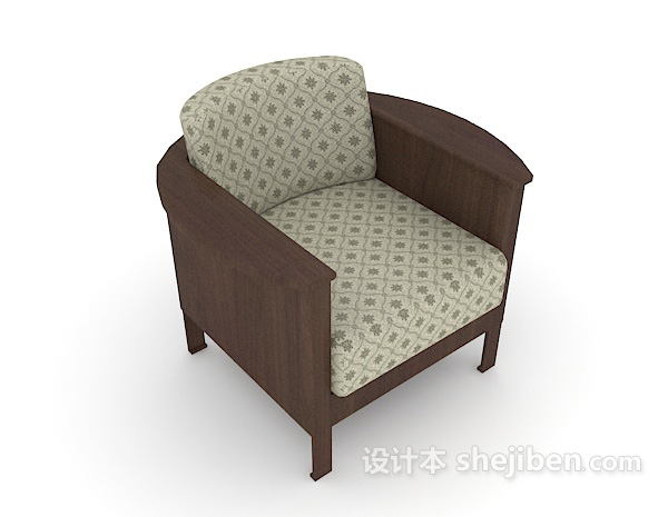 新中式家居单人沙发3d模型下载