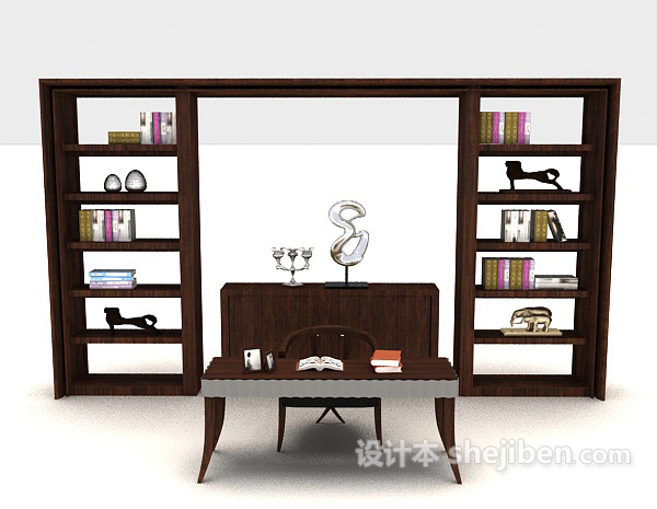 木质书桌椅柜3d模型下载