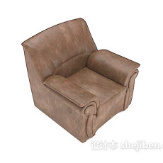 棕色皮质单人沙发3d模型下载