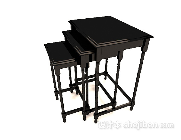 黑色套桌3d模型下载
