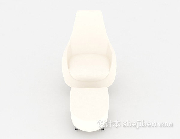 现代风格简约白色休闲椅子3d模型下载