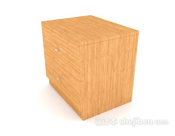 设计本简约木质床头柜3d模型下载