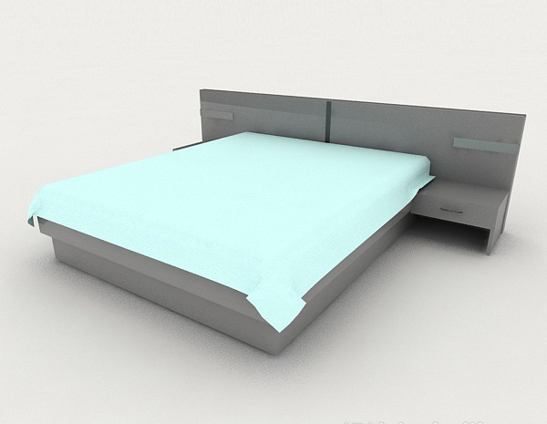 现代简单实用双人床3d模型下载