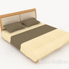 棕色家居木质双人床3d模型下载