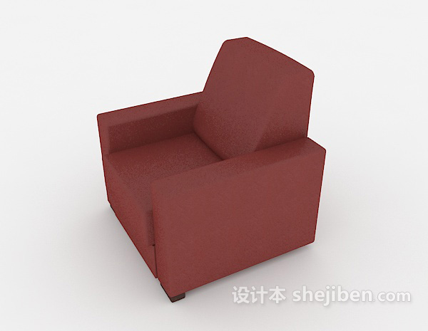 设计本简约家居红色单人沙发3d模型下载