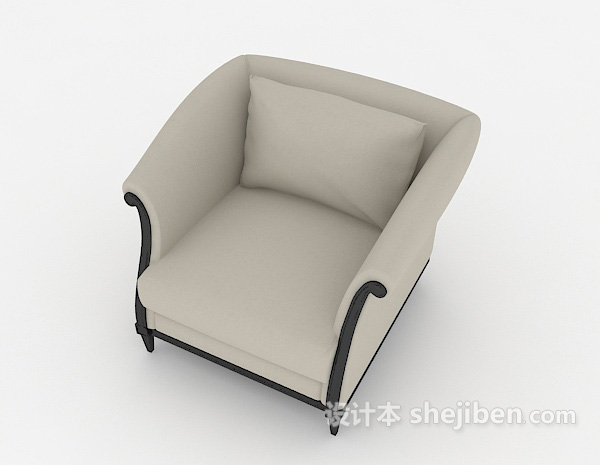 欧式风格简欧灰色家居单人沙发3d模型下载
