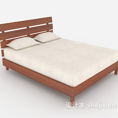 简单家具木质双人床3d模型下载