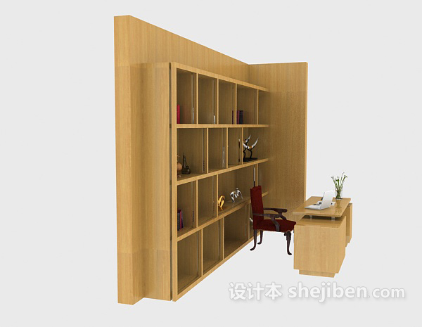 设计本商务木质展示柜3d模型下载