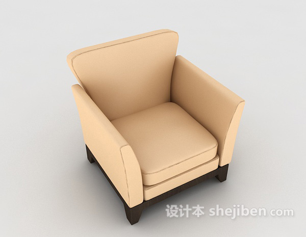 现代风格休闲间距棕色单人沙发3d模型下载