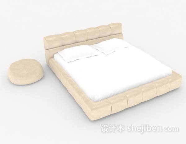 软垫双人床3d模型下载
