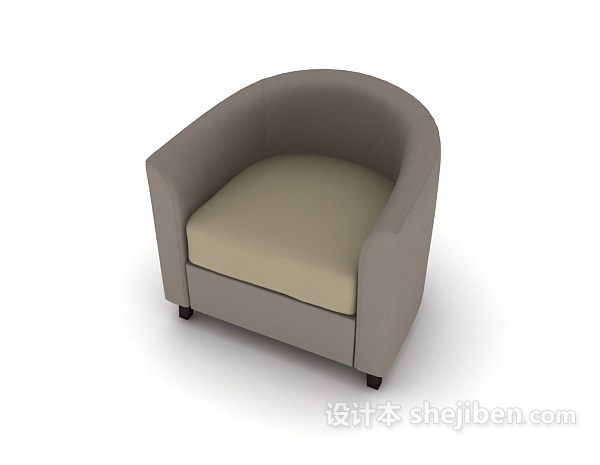 设计本简约休闲灰色单人沙发3d模型下载