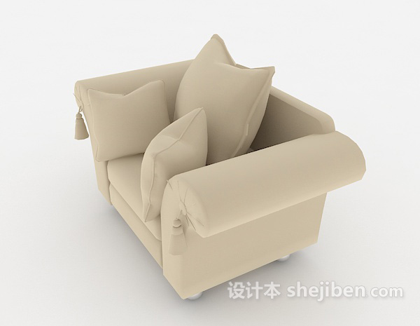 设计本现代简约棕色单人沙发3d模型下载