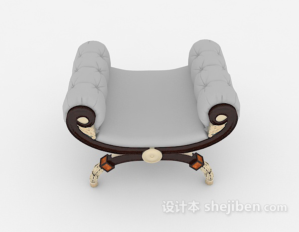 欧式风格欧式灰色休闲椅3d模型下载