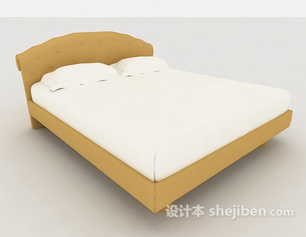简单现代白色双人床3d模型下载